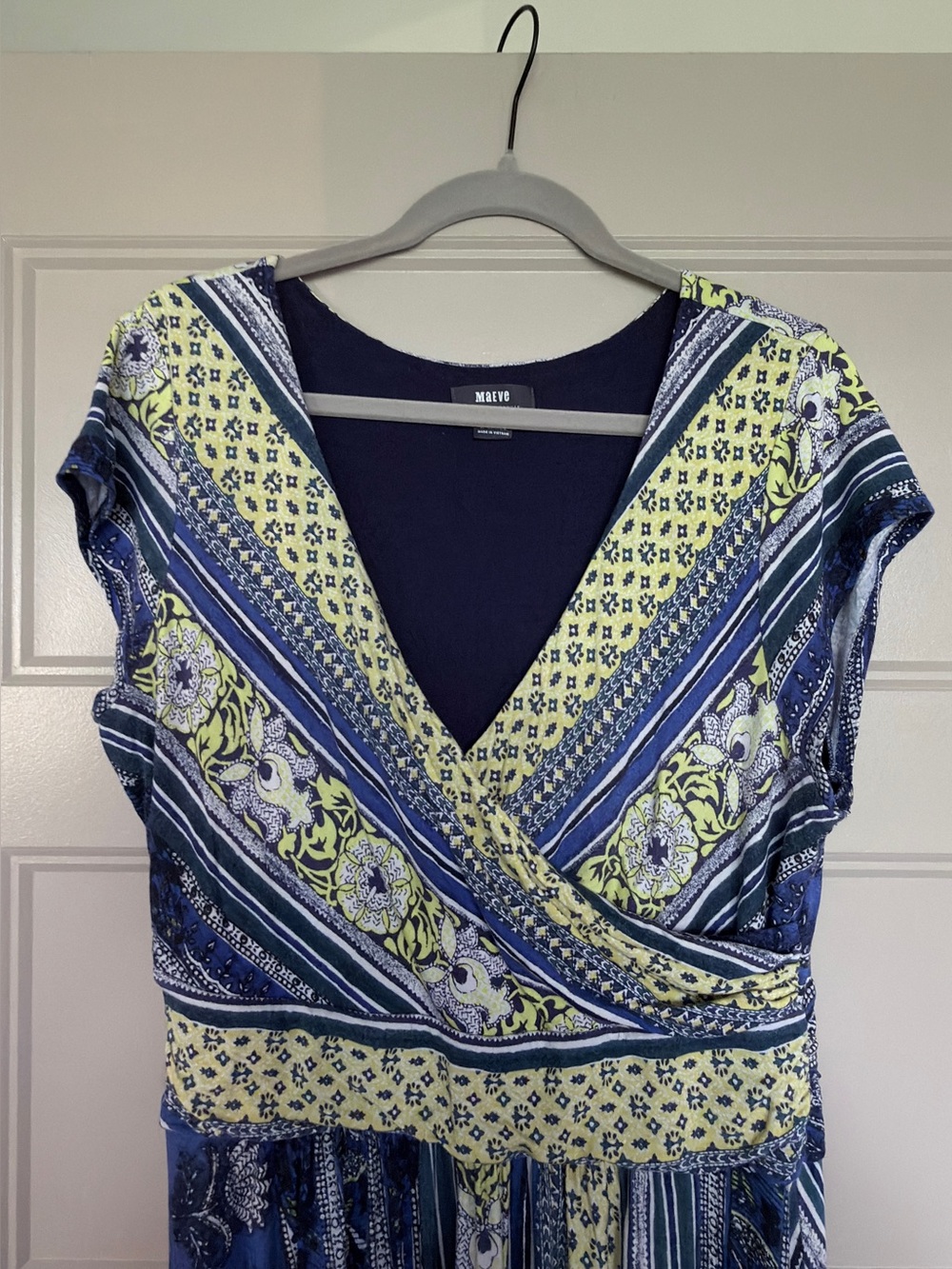 Tamera Wrap Dress by Maeve for Anthropologie XL Blue Motif - Picture 4 of 11